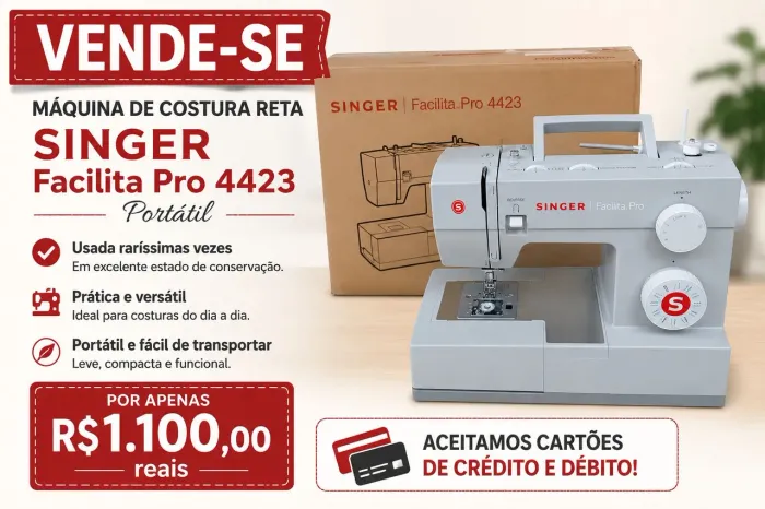 Máquina de costura reta Singer Pro 4423 portátil. 