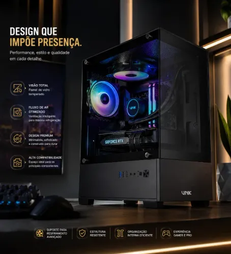 Gabinete Gamer Vinik G-Shield BLACK Vidro Temperado