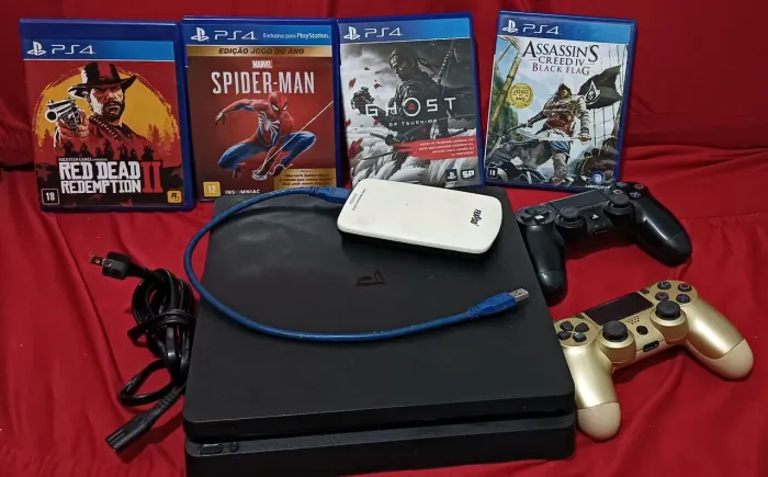PLAYSTATION 4 SLIM 2 CONTROLES 1 TERA 4 JOGOS