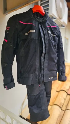 Jaqueta e Calça moto X11 feminino conjunto racing proteção (ñ é texx, alpinestars)