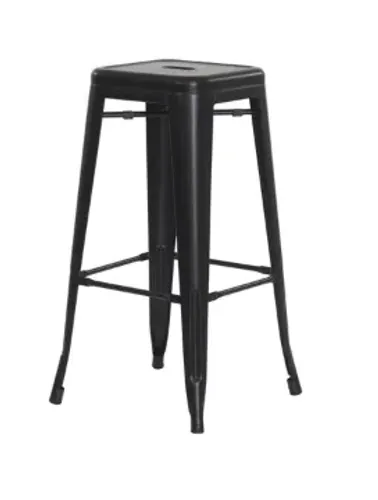 2 Banquetas Tolix Iron Design Industrial Preto Fosco 76 Cm Aço Cozinha Bar Bistrô Bancada