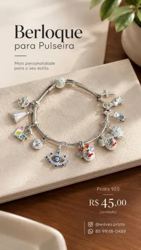 Berloque para Pulseira (unidade) Prata 925