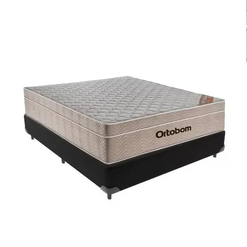 Base Box Casal Preta com Colchão Casal Molas Ensacadas Ortobom - Entrega Rápida! 