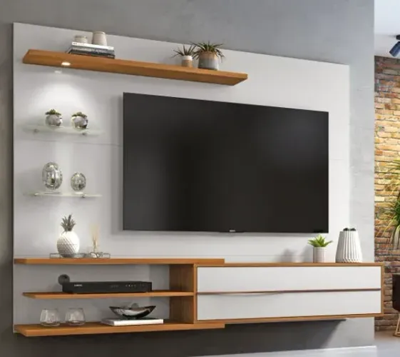 Painel NT 1115 Off White/Freijó C/ Led Notável - Entrega Rápida!