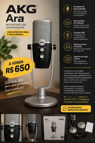 MICROFONE AKG ARA USB - R$ 650