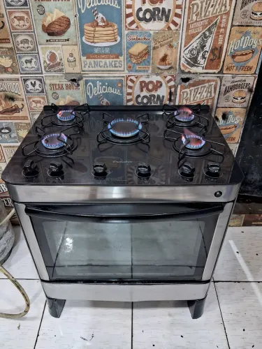 Fogão Esmaltec tampo de vidro 5 bocas