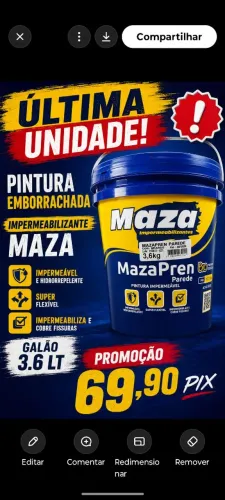 Pintura emborrachada Maza Galão 3.6 LT LIMPA ESTOQUE SÓ 69.90 BAIRRO CIDADE NOVA BH