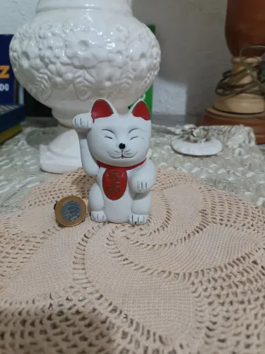 Gato da sorte de porcelana víntage