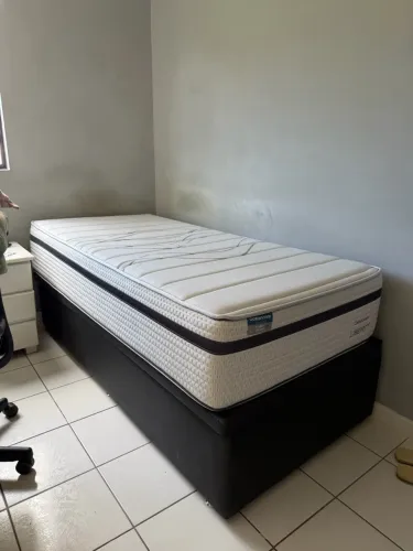 Cama baú e colchão solteiro - Ortobom