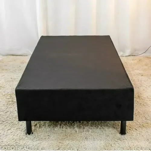 Base Box Solteiro Suede Preto (Pagamento no ato da entrega)