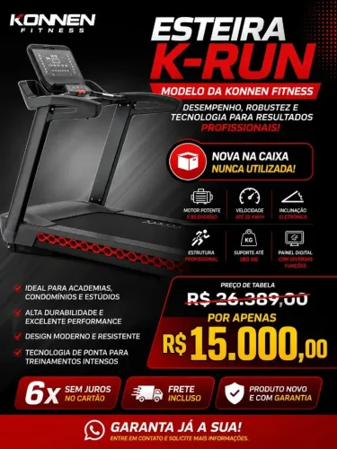 Esteira Profissional Konnen Fitness K-Run - NOVA NA CAIXA!