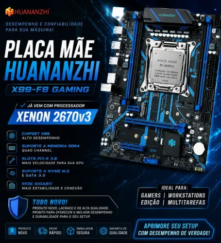 Kit Huananzhi X99 + Xeon E5-2670 v3 Novo | DDR4 | Alto Desempenho