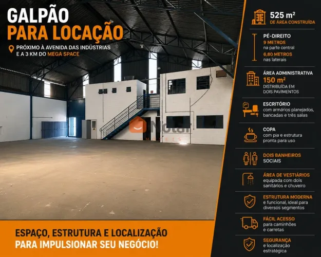 Galpão para alugar com 525 m² no bairro Boa Esperança em Santa Luzia MG