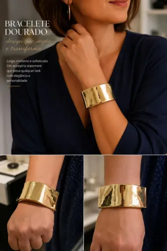 Bracelete Dourado Assimétrico