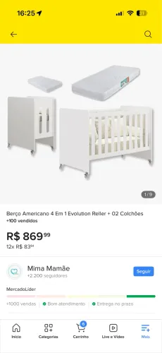 Berço Americano 4 Em 1 Evolution Reller + 02 Colchões