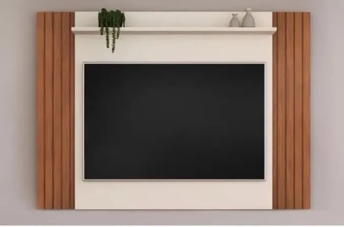 Painel Home P/tv até 55 Polegadas Trend Ripado Extensível C/ Prateleira 108x150cm