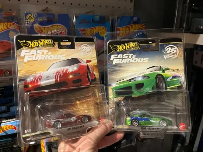 Hot Wheels velozes e furiosos Mazda RX-7 e Mitsubishi Eclipse CHASE + Protetor de cartela.