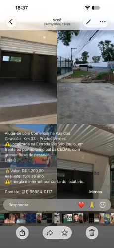 Alugo Loja comercial em frente ao portão principal da Cedae.