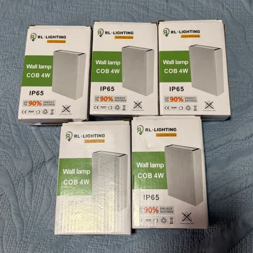 Kit 5 Arandela Slim Ip65 Efeito 2 Fachos Duplo Led 4w 3000k
