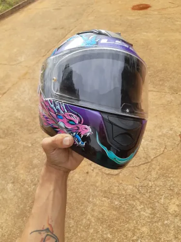 Capacete LS2 Warrior Dragon pink