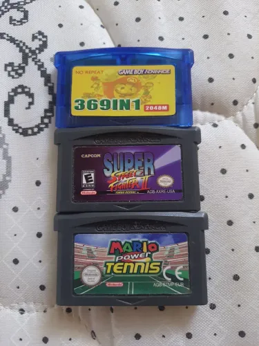 Lote 3 Jogos Game Boy Advance GBA - Street Fighter, Mario Tennis e 369 in 1