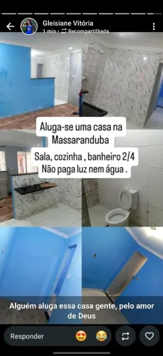 Casa 2/4 sala cozinha e banheiro