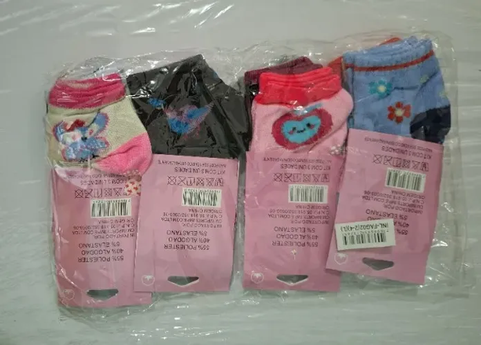 Kit 6 Pares Meias Infantil Feminina Antiderrapante Tam 15 a 19 - Estampas Diversas