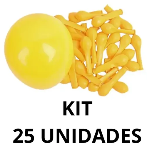 Kit 25 Balão Bexiga Amarela Tamanho 9 Liso Pacote Fechado
