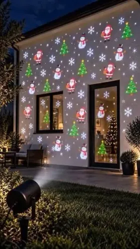 PROJETOR LED BIVOLT NATAL DESENHOS LASER CASA E JARDIM - ILUMINE SEU NATAL COM MAGIA E PRA