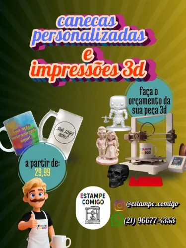 canecas e impressões 3d personalizadas