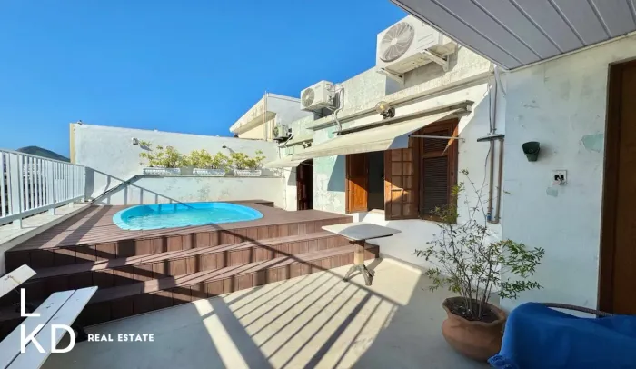 Cobertura linear à venda com piscina no coração do Leblon, 277 m², 4 quartos e vista para