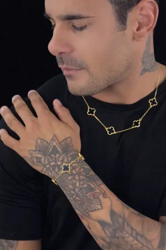 Colar e pulseira trevo autêntico