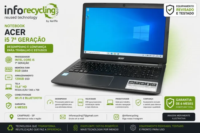 Notebook Acer i5 7ª geração