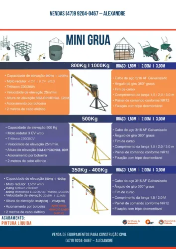 Guincho de coluna e mini grua