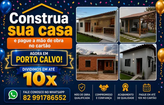 Pedreiro, construimos sua casa e vc paga em 10x no cartão 