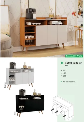 Aparador Buffet celta 3 portas