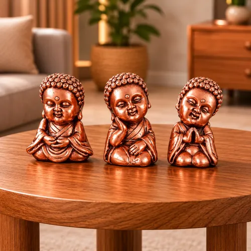 Trio Buda Artesanal em Gesso 