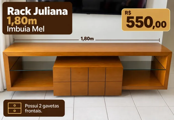 Oportunidade- Rack Juliana Imbuia 1,80m