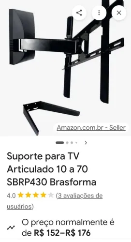 Suporte para tv articulado de 10 á 65 polegadas fácil instalação,veja de qualquer ângulo.
