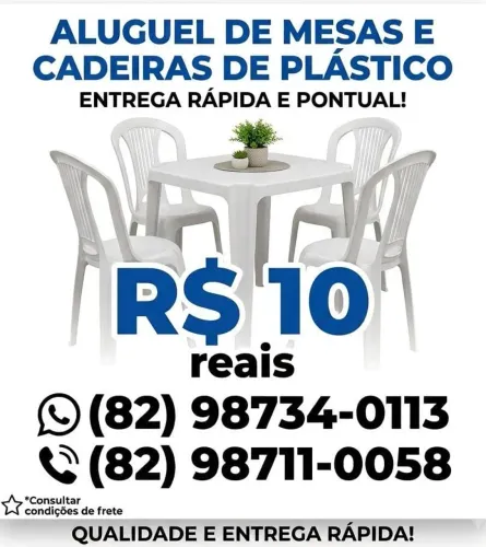 Mesas e cadeiras para aluguel