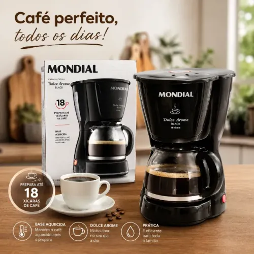 Cafeteira Elétrica Mondial Dolce Arome Black - seminova