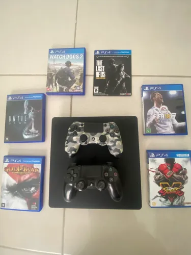 Ps4 500gb 2 controles + 6 jogos