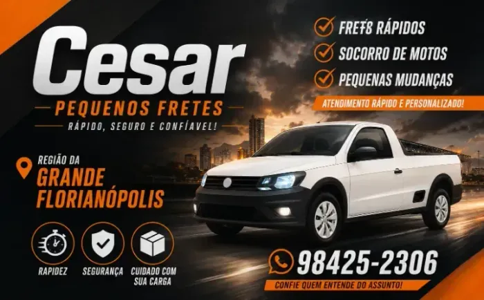 Cesar Fretes e Carretos - Grande Florianópolis - Preço Justo e de Confiança