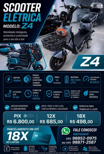 Scooter elétrica z4 robozinho 1000w nova 60v