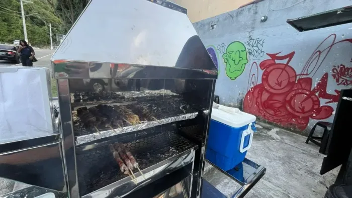 carrinho de espetinho inox