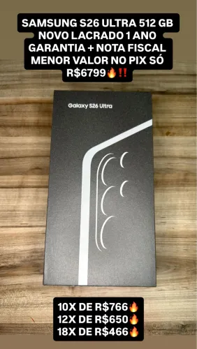 S26 ultra 512 gb novo lacrado 1 ano garantia Apple + NF