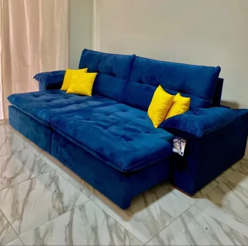 Sofá Retrátil Reclinável Solaris 2,50 Azul