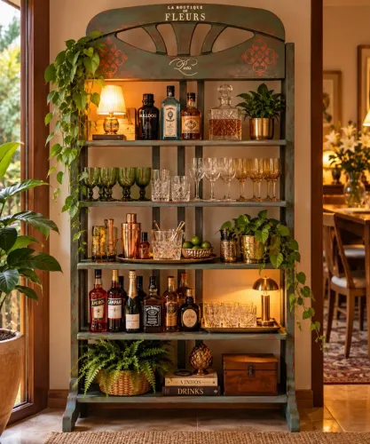 Estante Vintage Estilo Francês - Bar, Louceiro ou Jardim de Plantas
