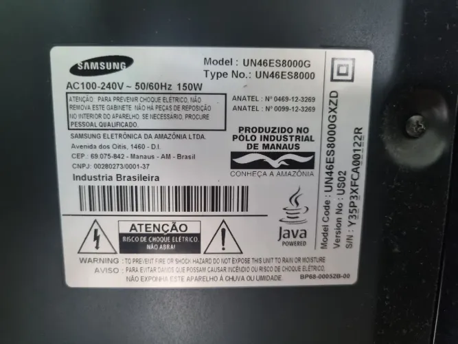 Smart TV Samsung UN46ES8000G (Tela queimada)