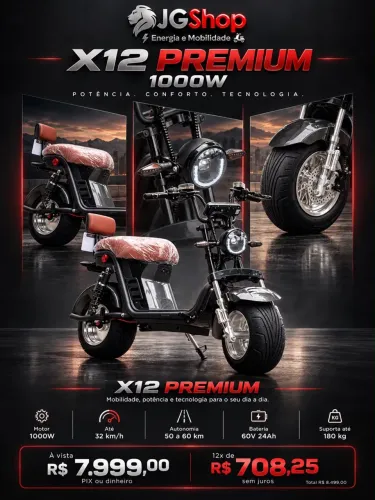 Scooter Eletrica x12 Premium Panda Carbono